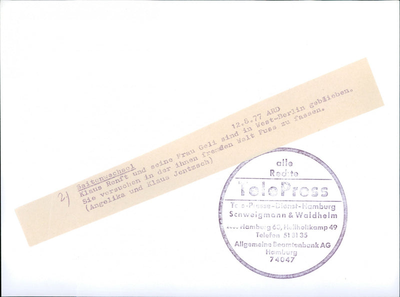 1977 KLAUS RENFT AND HIS WIFE GELI HAVE CONTINUED BERL - Vintage Photograph