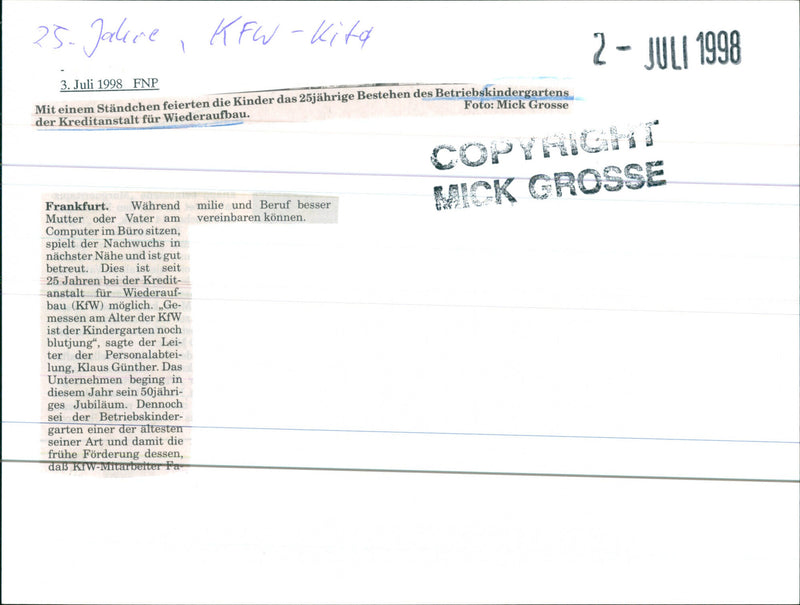 1998 Kindergarten-Fa - Vintage Photograph