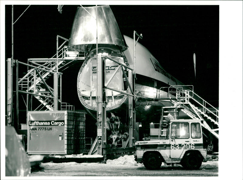 1985 Boeing 747 Jumbo freighter of Lufthansa - Vintage Photograph