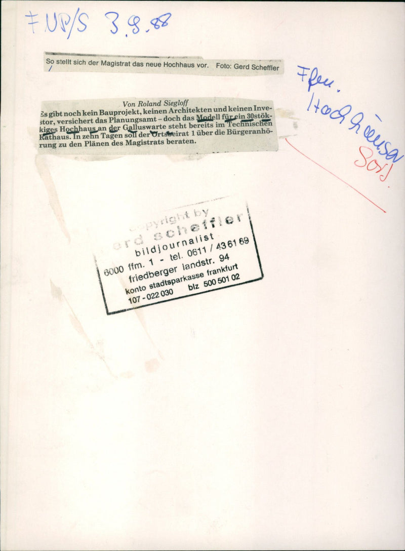 Model of the Galluswarte skyscraper - Vintage Photograph