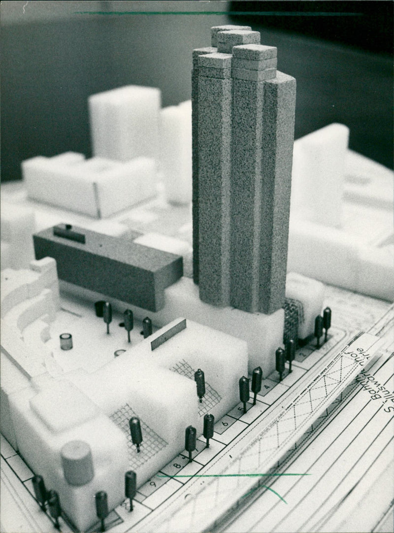 Model of the Galluswarte skyscraper - Vintage Photograph