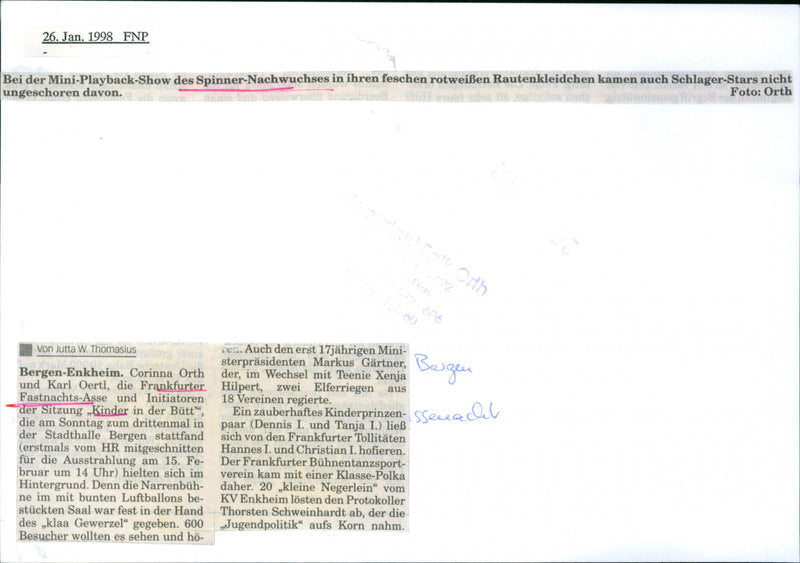 1998 Children's carnival in the Bütt "- Enkheim, Gerd Schulte and Uli Wegner - Vintage Photograph