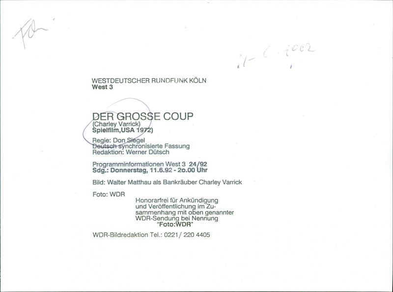 Der grosse Coup Charley Varrick - Vintage Photograph