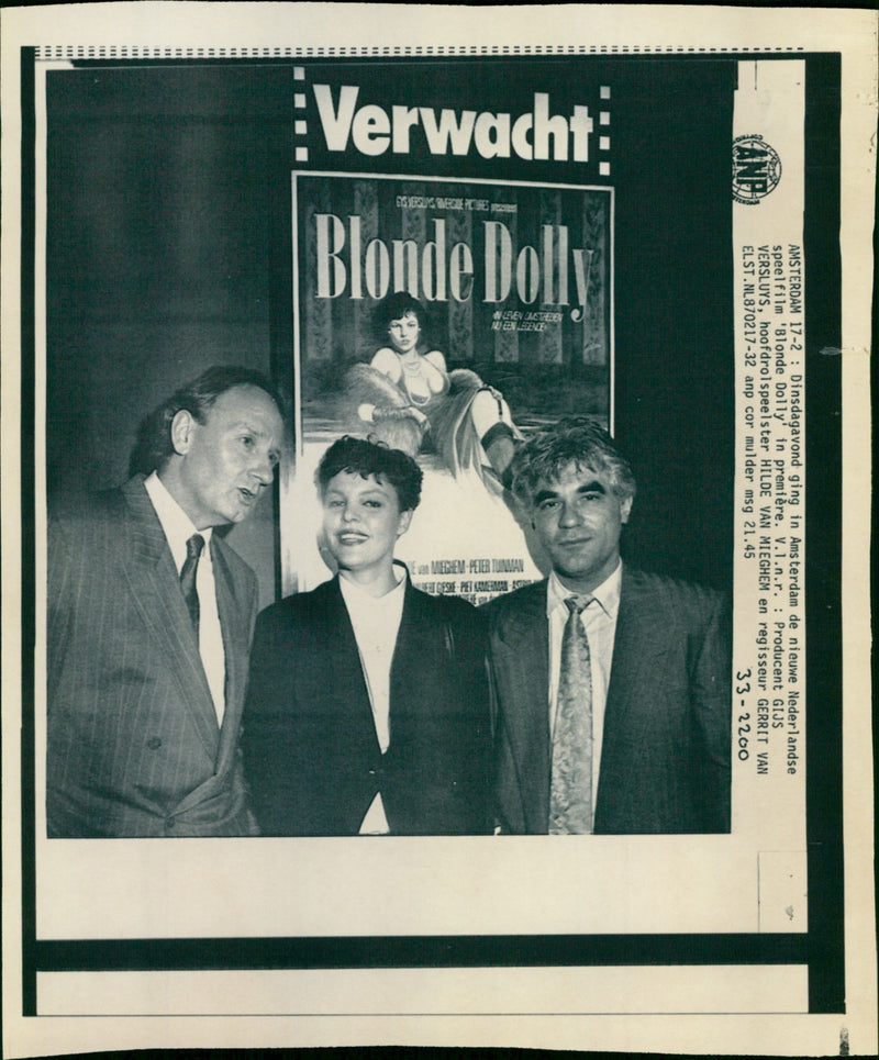 Gijs Versluys, Hilde van Mieghem and Gerrit van Elst - Blonde Dolly première - Vintage Photograph
