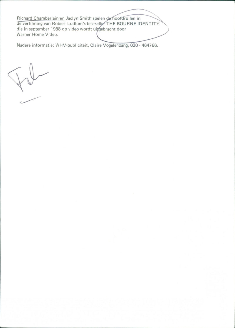 Richard Chamberlain and Jaclyn Smith - The Bourne Identity - Vintage Photograph