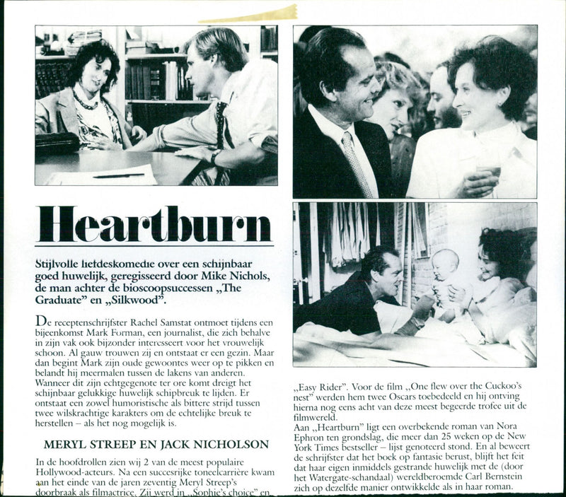 Jack Nicholson and Meryl Streep - Heartburn - Vintage Photograph
