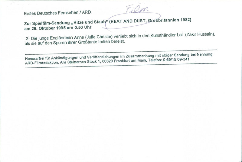 Julie Christie and Zakir Hussain - Heat and Dust - Vintage Photograph