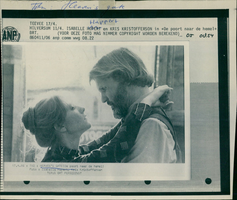 Isabelle Huppert and Kris Kristofferson - Vintage Photograph