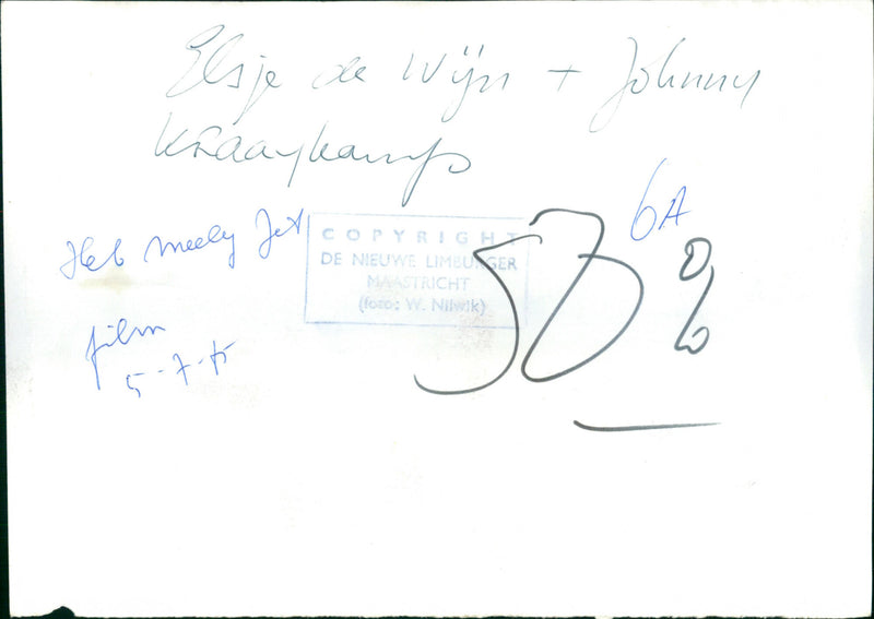 Elsje de Wijn and Johnny Kraagkamp - Heb melij Jet - Vintage Photograph