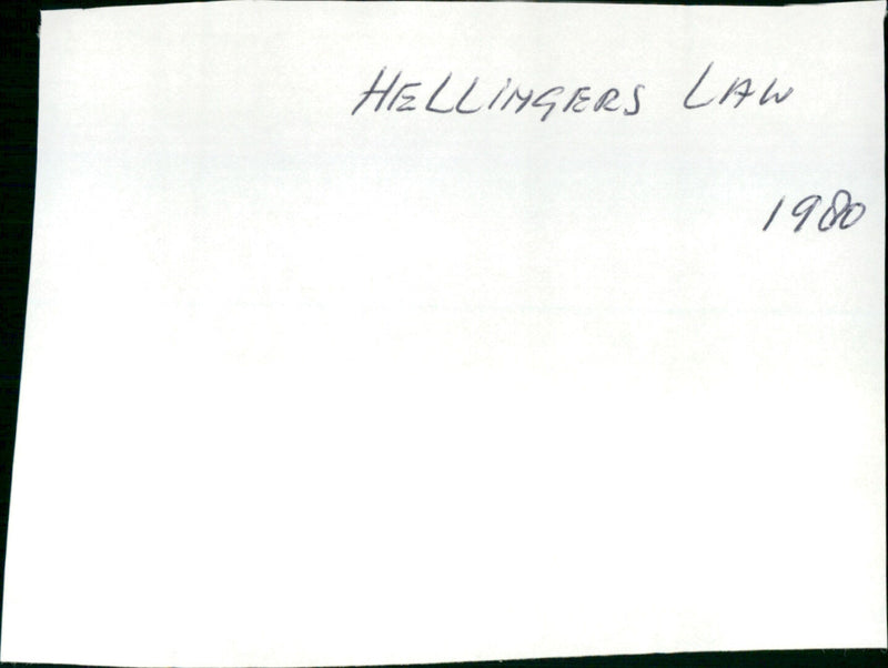 HELLINGERS LAW - Vintage Photograph