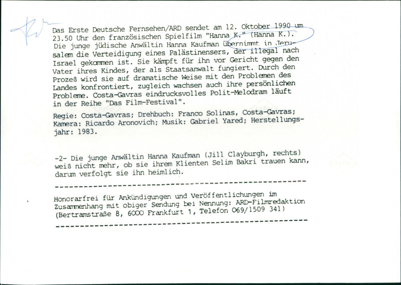 Jilly Clayburgh - Hanna K. - Vintage Photograph