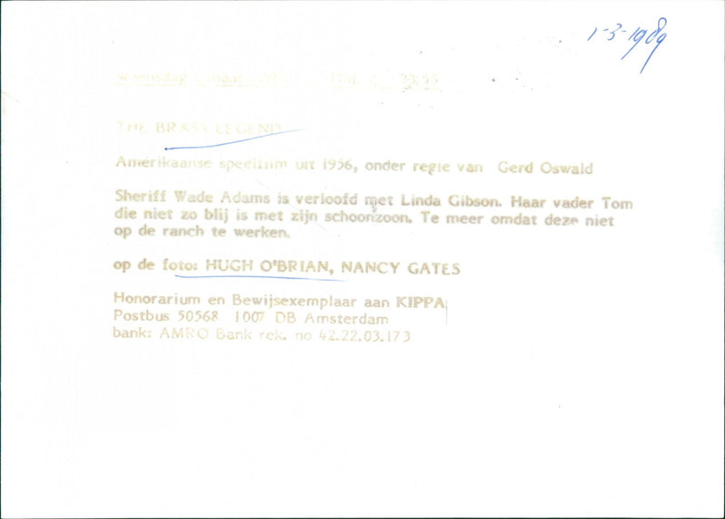 Hugh O'Brian and Nancy Gates - The Brass Legend - Vintage Photograph