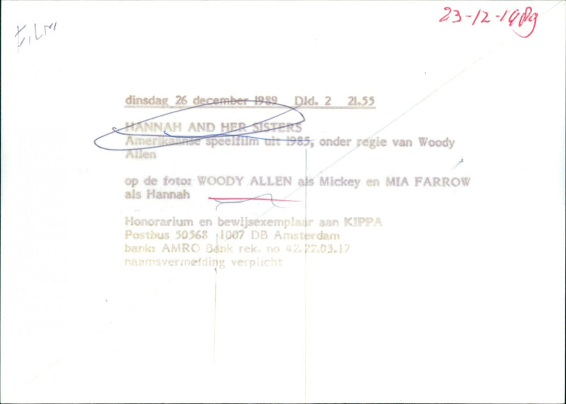 Woody Allen and Mia Farrow - Hannah and Her Sisters - Vintage Photograph