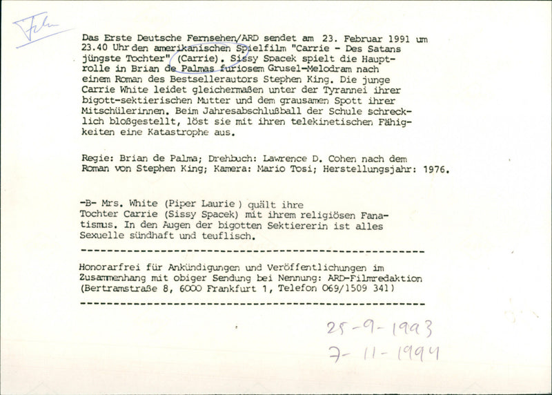 Carrie 1976 - Vintage Photograph