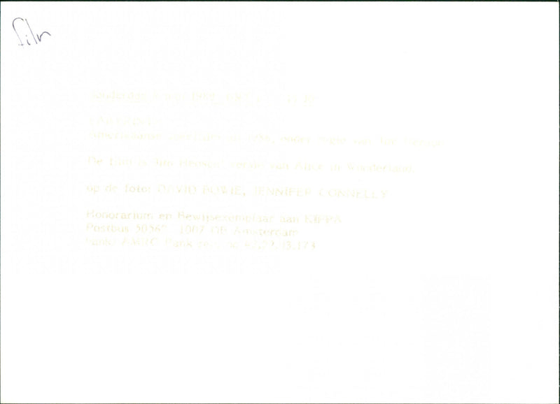 David Bowie and Jennifer Connelly - Labyrinth - Vintage Photograph