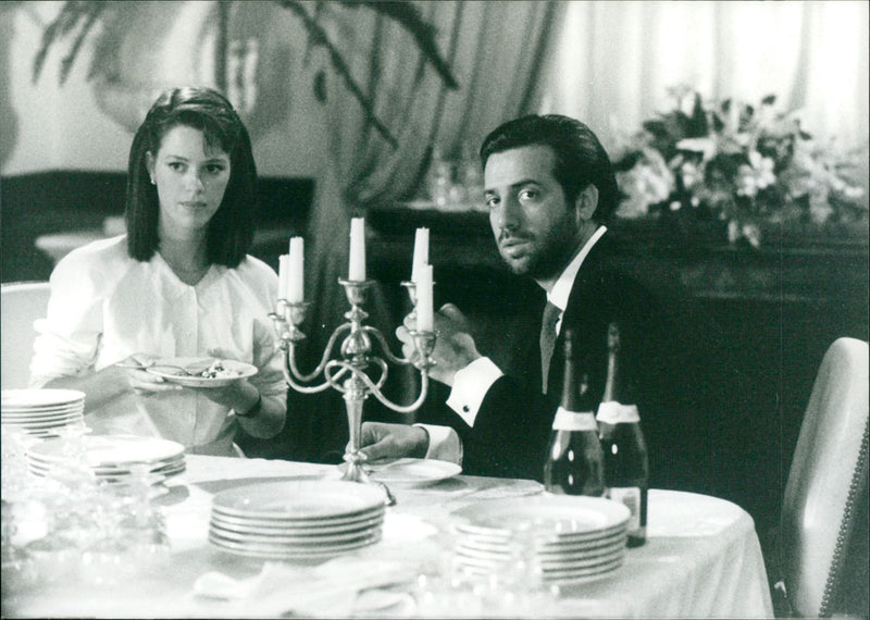 Massimo Ghini and Natasha Hovey - Compagni di scuola - Vintage Photograph