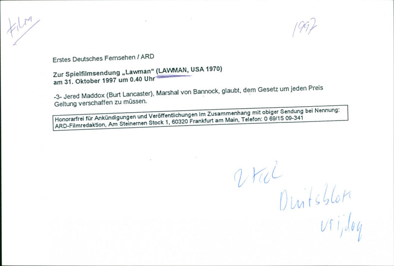 Burt Lancaster - Lawman - Vintage Photograph