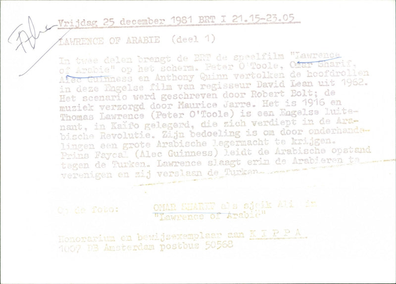 Omar Sharif - Lawrence of Arabia - Vintage Photograph