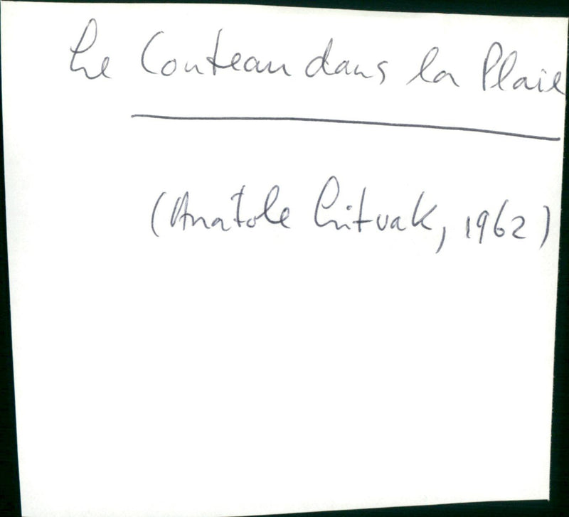 Le couteau dans la plaie - Vintage Photograph