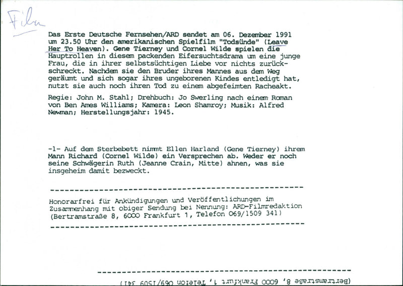 Leave Her to Heaven - Vintage Photograph