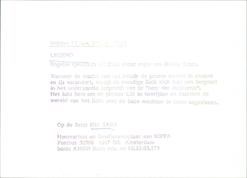 Legend 1985 - Vintage Photograph