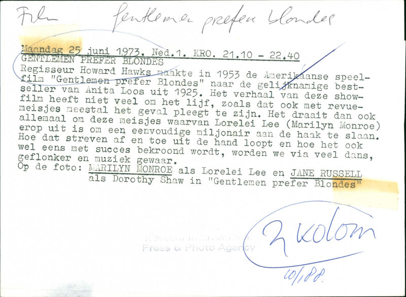 Gentlemen Prefer Blondes - Vintage Photograph