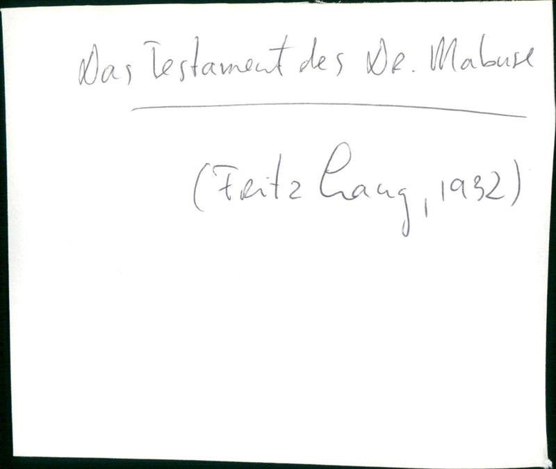 Das Testament des Dr. Mabuse - Vintage Photograph