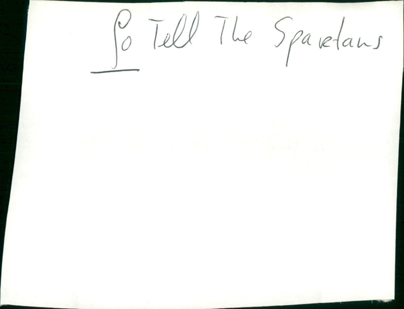Go Tell the Spartans - Vintage Photograph