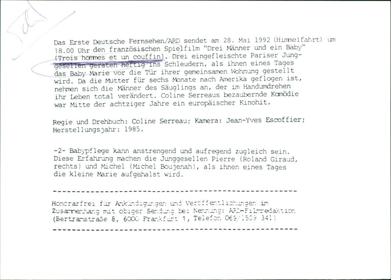 Roland Giraud and Michel Boujenah - Trois hommes et un couffin - Vintage Photograph