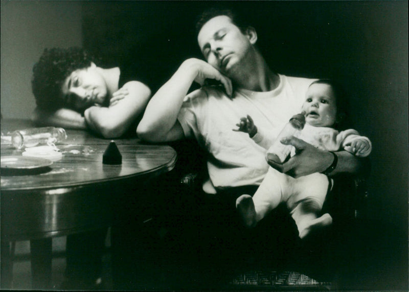 Roland Giraud and Michel Boujenah - Trois hommes et un couffin - Vintage Photograph