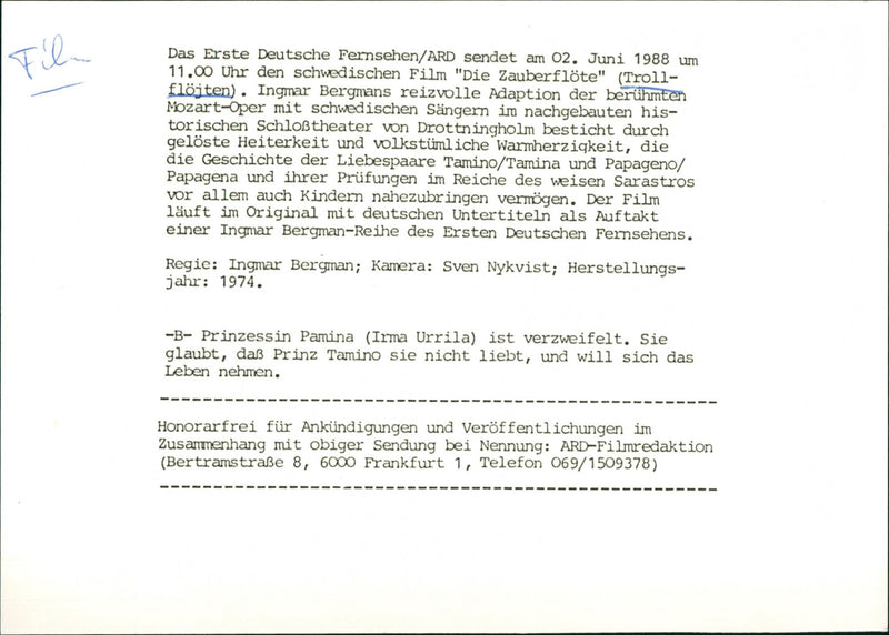 Irma Urrila -Trollflöjten - Vintage Photograph