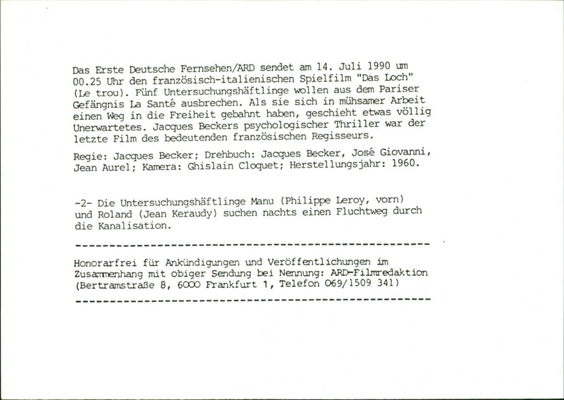 Philippe Leroy and Jean Keraudy - Le Trou - Vintage Photograph