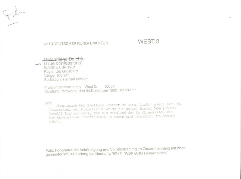 Robert De Niro and Robert Duvall - Vintage Photograph