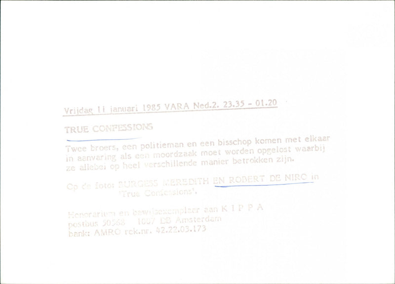 Robert De Niro and Burgess Meredith - Vintage Photograph