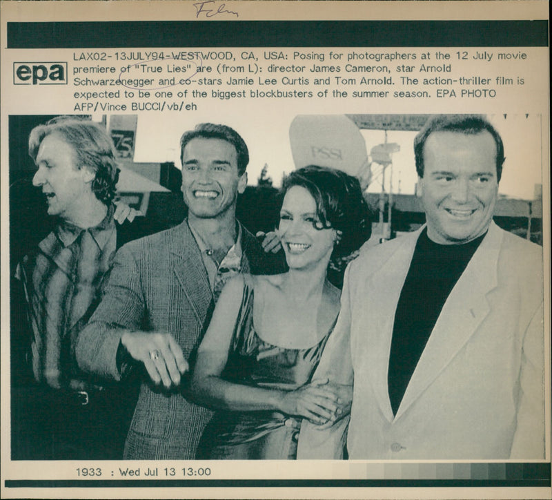 James Cameron, Arnold Schwarzenegger, Jamie Lee Curtis and Tom Arnold - Vintage Photograph