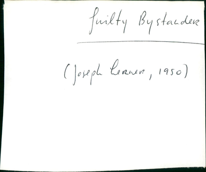 Guilty Bystander - Vintage Photograph