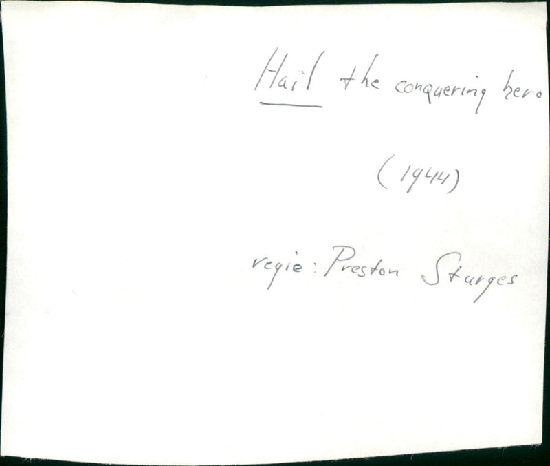 Hail the Conquering Hero - Vintage Photograph