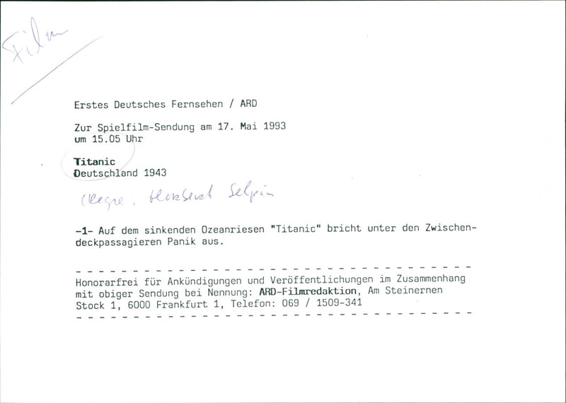 Titanic (Germany, 1943) - Vintage Photograph