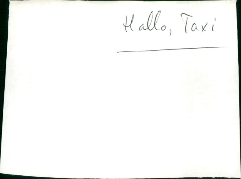 Hallo Taxi - Vintage Photograph