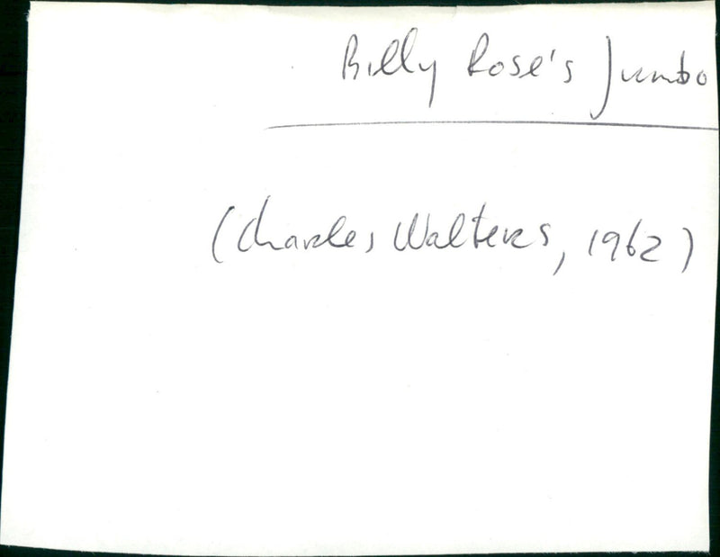 Billy Rose's Jumbo - Vintage Photograph
