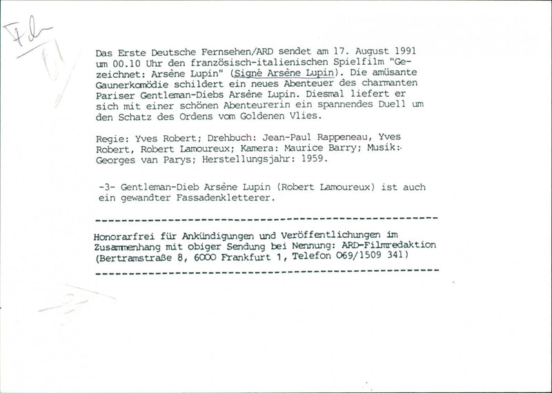 Robert Lamoureux - Arsène Lupin - Vintage Photograph