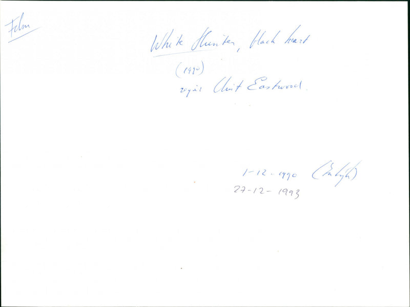 White Hunter Black Heart - Vintage Photograph