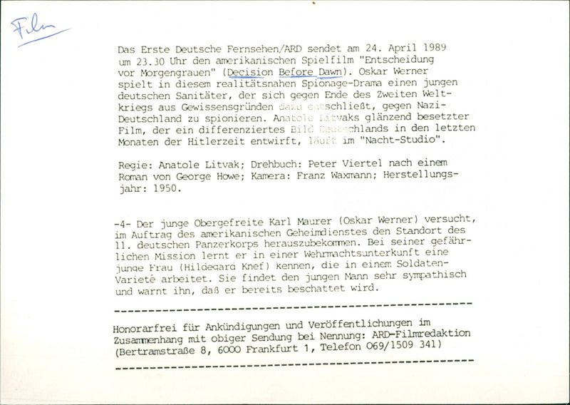 Oskar Werner and Hildegard Knef - Vintage Photograph