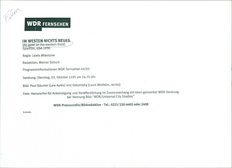 All Quiet on the Western Front - Vintage Photograph