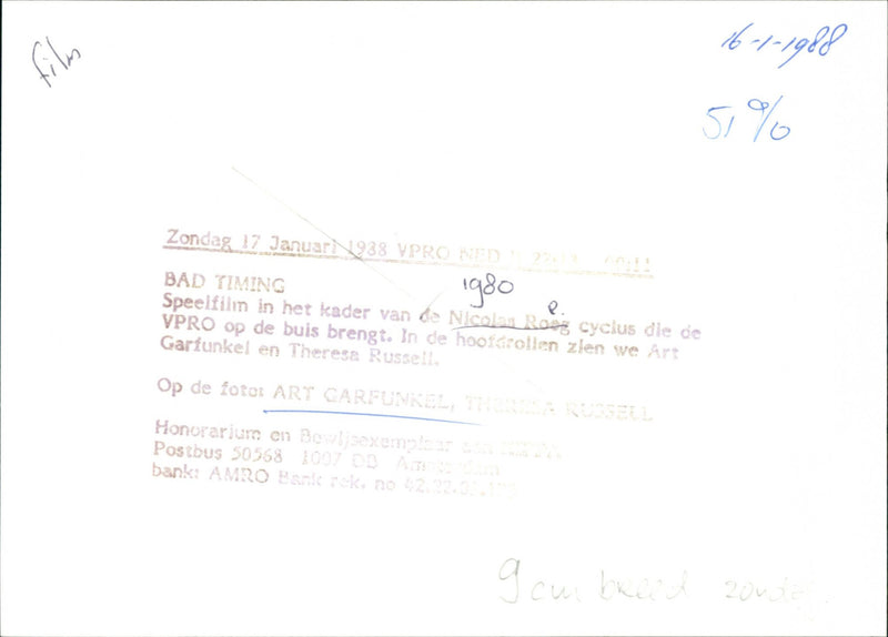 Art Garfunkel and Theresa Russell - Vintage Photograph