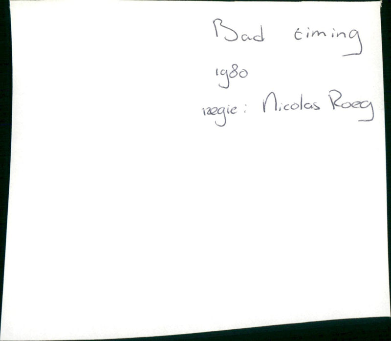 Bad Timing 1980 - Vintage Photograph