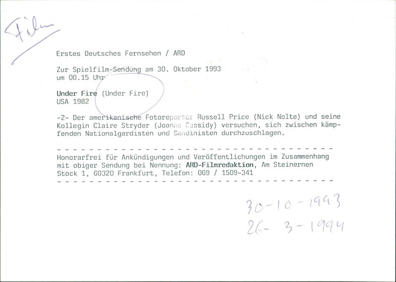 Nick Nolte and Joanna Cassidy - Vintage Photograph