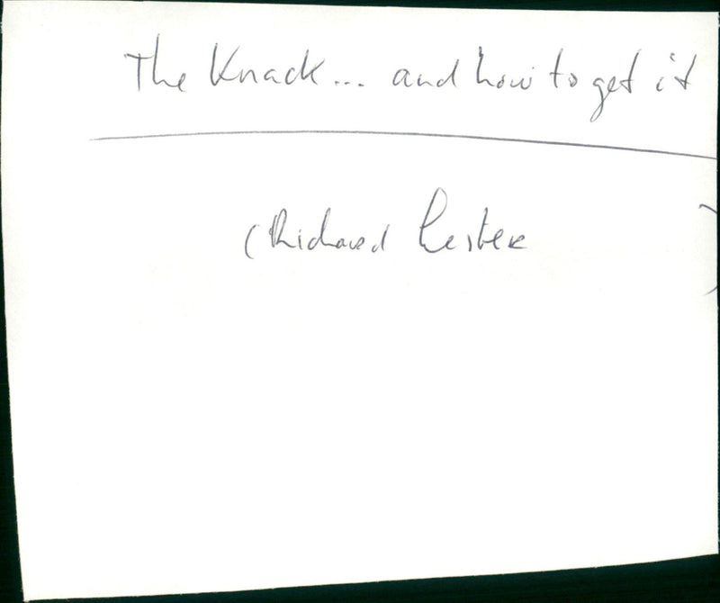 The Knack ...and How to Get It - Vintage Photograph