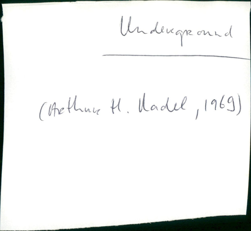 Underground - Vintage Photograph