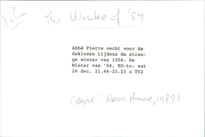 Abbé Pierre in The Winter of 1954 - Vintage Photograph